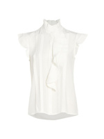 Шелковая плиссированная блузка Chloe с оборками Elie Tahari, белый