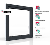 Пластиковое окно ПВХ REHAU BLITZ 1000х1000 мм одностворчатое, поворотно-откидное, антрацитово-серый снаружи