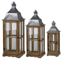 Набор из 3 классических оконных фонарей коричнево-серого цвета диаметром 35,25 дюйма.