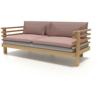Садовый диван Soft Element Атлантик-С трехместный, цвет Rose Ash, массив дерева, с подлокотниками и подушками, на террас