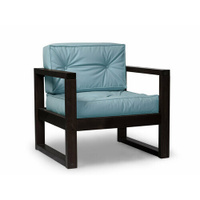 Садовое кресло астер-с, голубая-венге, кожзам, деревянное, мягкое, для дачи, для кафе и бара, на веранду, в террасу, для