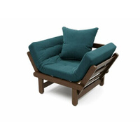 Садовое кресло сламбер-с Бирюзовый-Сосна, велюр, деревянное, мягкое, для дачи, для кафе и бара, на веранду, в террасу, д
