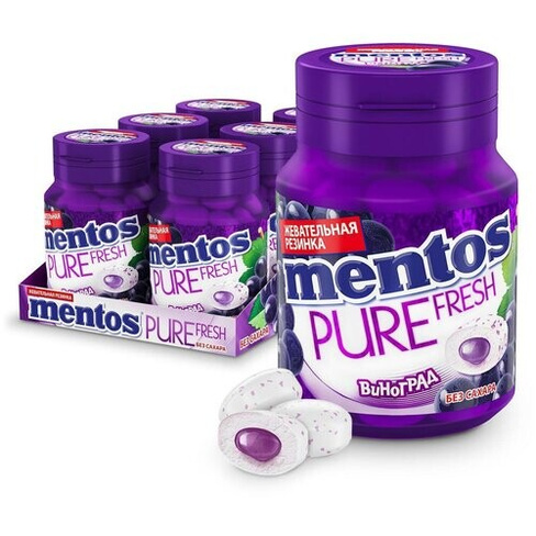 Жевательная резинка Mentos Pure Fresh Ментос Виноград, 6 шт по 54 г MENTOS