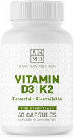 Dr. Amy Myers Витамин D3 K2 — витамин D3 10 000 МЕ и 45 мкг витамина K2 MK-7 — 60 капсул