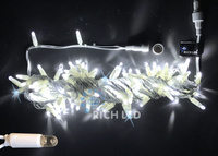 Светодиодная гирлянда Rich LED 10 м, 100 LED, 24В, соединяемая, влагозащитный колпачек, белая, мерцающая, белый провод,