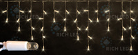 Светодиодная бахрома Rich LED, 3*0.5 м, теплая белая, белый резиновый провод,