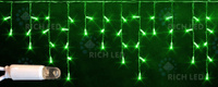 Светодиодная бахрома Rich LED, 3*0.5 м, влагозащитный колпачок, зеленая, прозрачный провод,