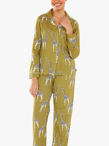 Пижама Chelsea Peers из органического хлопка с жирафом, хаки