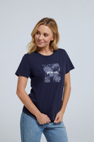 Синяя женская футболка с рисунком Carina из натурального хлопка Animal, синий