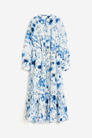 Платье H&M Oversized Crinkled, белый/сиинй