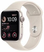 Умные часы Apple Watch SE (2023) 44mm Aluminum Case with Sport Band S/M (Цвет: Starlight)
