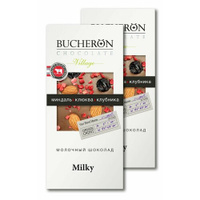 Шоколад BUCHERON VILLAGE молочный с миндалем, клюквой и клубникой 100г, 2 шт. Bucheron