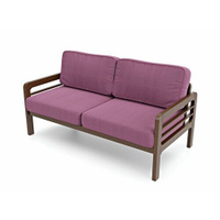 Садовый диван кушетка Soft Element Бергер Purple + nut, трехместный, массив дерева, скандинавский лофт, на кухню, в прих