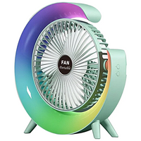 Настольный вентилятор с подставкой, Увлажнитель воздуха с RGB подсветкой, Зеленый TWS