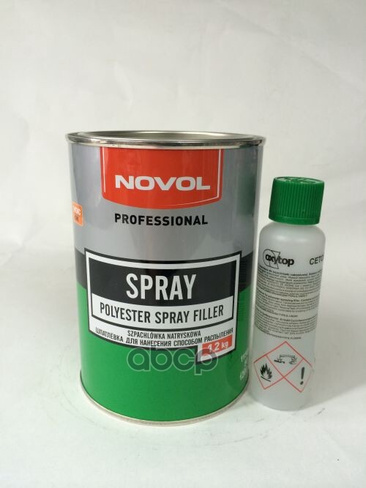 Шпатлевка 1,2Кг (0,8Л) - Spray: Отделочная Жидкая Распыляемая Шпатлевка Для Пневматического Нанесения, Серая Novol арт.
