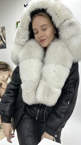 Женский зимний костюм Mehalini с натуральным мехом песца вуль: стиль и комфорт для холодных дней - Рюкзак