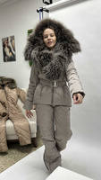 Утепленный костюм для зимних прогулок с мехом енота от Mehalini - 46-48