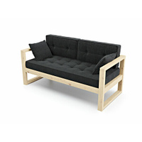 Садовый диван АСТЕР-М-С черный, рогожка, деревянный, прямой, на кухню, в салон красоты, офисный, скандинавский лофт ARSK