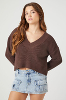 Укороченный свитер с высоким и низким вырезом Forever 21, коричневый