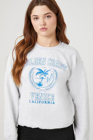 Флисовый пуловер Golden Coast с графическим рисунком Forever 21, серый