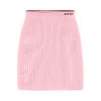 Мини-юбка Miu Miu из вискозы с логотипом, цвет Розовый