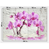 Фотообои / флизелиновые обои 3D орхидеи на фоне кирпичной стены 3,56 x 2,5 м Photostena