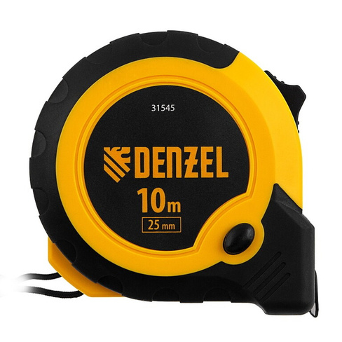 Рулетка DENZEL 31545 10м х 25мм, двухкомп. корпус, кнопка-пауза Denzel