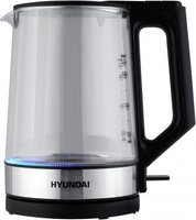 Чайник HYUNDAI HYK-G8808 1.7л. 2200Вт черный/серебристый (стекло) Hyundai