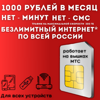 "Безлимитный для дачи" - комплект безлимитного интернета для дачи, сим карта 1000 рублей в месяц 300 ГБ по всей России J