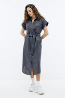 BAON Платье рубашка из хлопка и льна с поясом (арт. BAON B4524088)