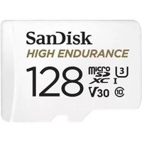 Карта памяти microSDXC UHS-I U3 Sandisk High Endurance 128 ГБ, 100 МБ/с, Class 10, SDSQQNR-128G-GN6IA, 1 шт., переходник