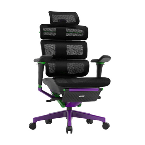 Игровое кресло Ergomax Evolution 2 PROMAX, подставка для ног, черный/фиолетовый