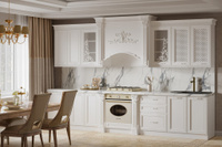 Кухонный гарнитур Венеция прямая 3,60 Белый Мрамор Белый 38 мм