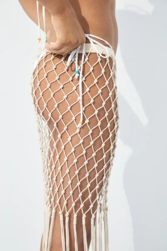 Пляжная юбка макраме H&M, бежевый