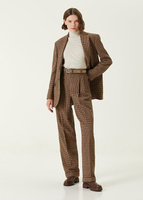 Коричневые плиссированные брюки с узором «гусиные лапки» Polo Ralph Lauren