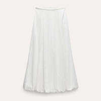 Юбка Zara ZW Collection Voluminous With Cutwork Embroidery, белый