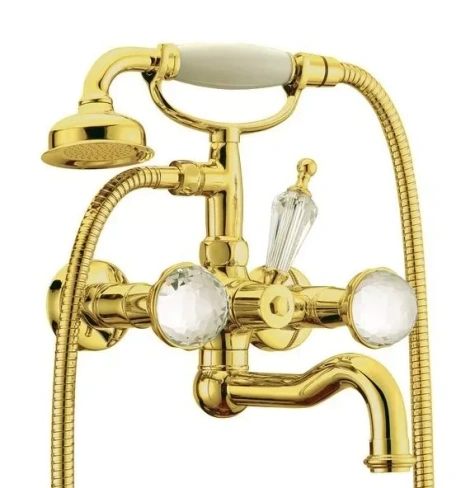 Смеситель для ванны с душем Boheme Imperiale Presente золото с кристаллами Swarovski