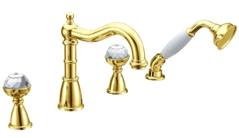 Смеситель на борт ванны Boheme Imperiale золотой глянцевый с кристаллами Swarovski
