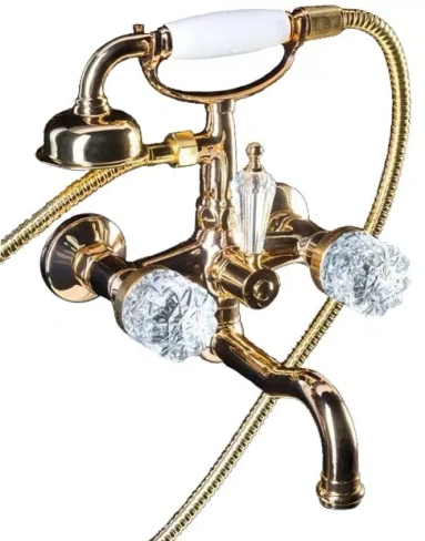 Смеситель для ванны Boheme Crystal золотой глянцевый с кристаллом Swarovski