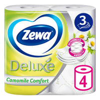 Туалетная бумага Zewa Deluxe Ромашка, 3 слоя, 4 рулона