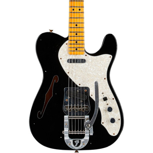 Электрогитара Fender Custom Shop '68 Telecaster Thinline Journeyman Relic, состаренная, черная