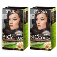 Essem Hair Studio Professional BioColor стойкая крем-краска для волос 2 шт, 3.4 горячий шоколад, 115 мл Нет бренда