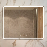 Зеркало-шкаф STWORKI Ольборг МВК080 100, с подсветкой, навесное, белое, большое, в стиле лофт, с розеткой Stworki