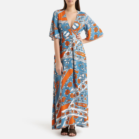 Платье длинное летнее с короткими рукавами LEANDRA 42 синий