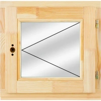 Окно деревянное одностворчатое сосна 460x470 мм (ВxШ) поворотное однокамерный стеклопакет цвет натуральный Без бренда ок