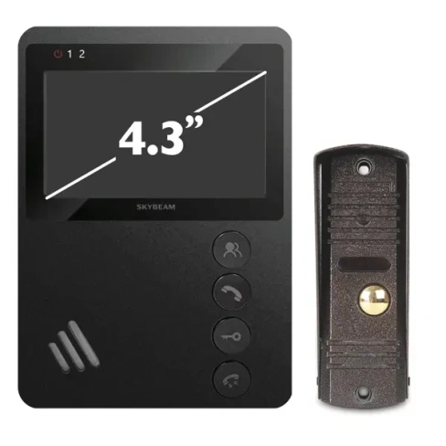 Комплект видеодомофона Skybeam 94402FA+ 94201- 600TVLBL 4.3" цвет черный SKYBEAM