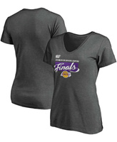 Женская темно-серая футболка Los Angeles Lakers 2020 Western Conference Champions Locker Room с v-образным вырезом Fanat