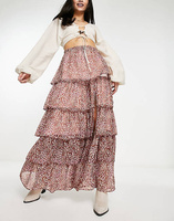 Фестивальная шифоновая юбка макси с микроживотным принтом Miss Selfridge - MULTI