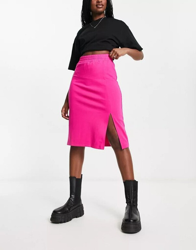 Розовая юбка миди с разрезом по бокам Urban Revivo