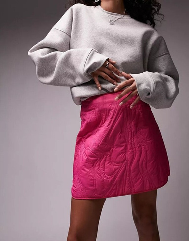 Ярко-розовая стеганая мини-юбка Topshop